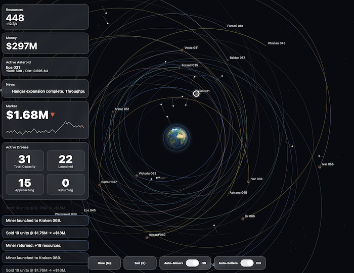 Asteroid Miners: Progress Days 1–6