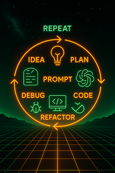 Futuristic neon workflow showing ChatGPT-5 and Codex in VSCode