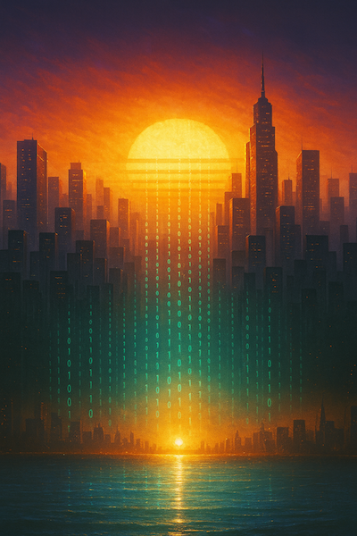 A futuristic neon illustration symbolizing a personal journey into vibecoding